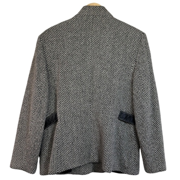 Talbots Coat/Blazer Wool Herringbone Womens 12 Pockets Leather Collar Academia - Picture 2 of 16